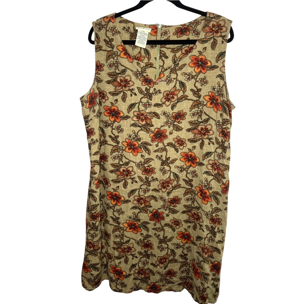 Vintage White Stag Linen Blend Sleeveless Dress XL